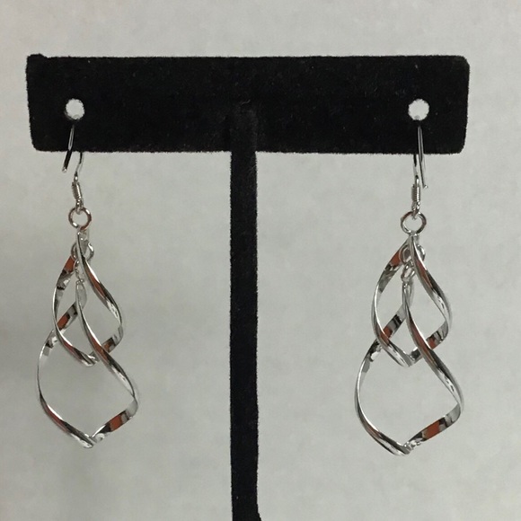 LAST 1- Sterling Silver (925) Dangle Drop Earrings - Picture 3 of 7